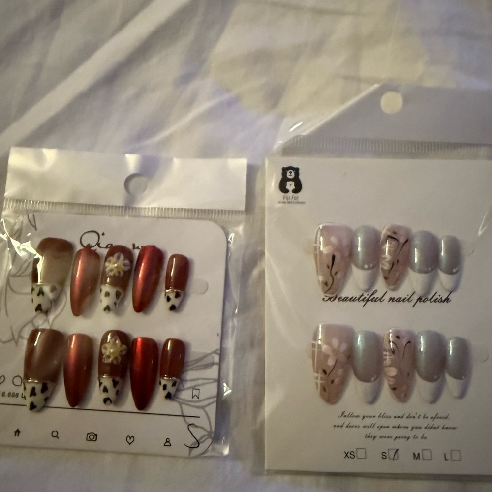 Stylish Nail Art Set with Red and Silver Designs